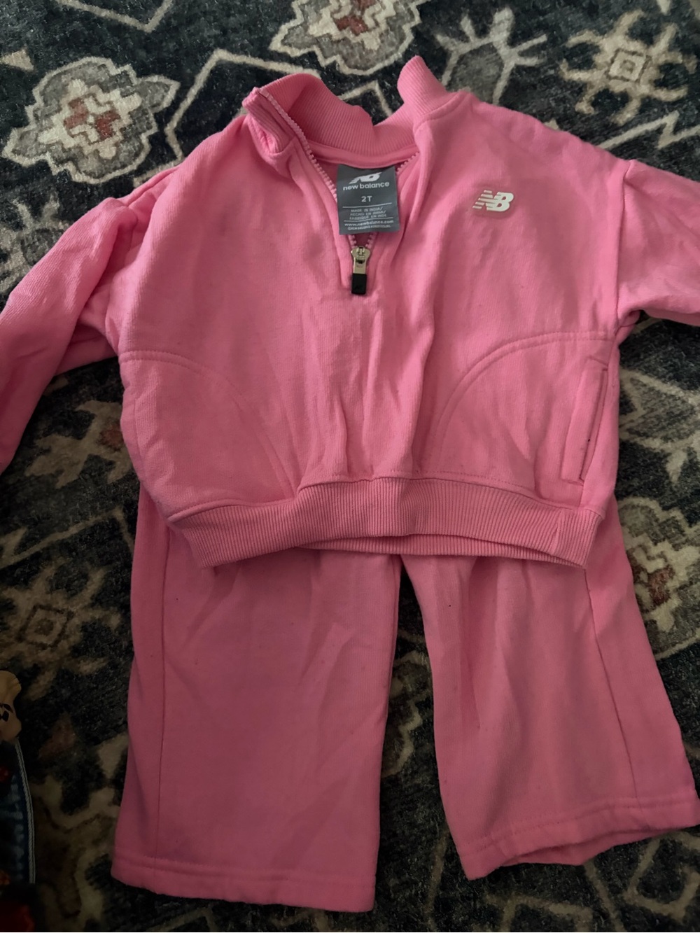 New Balance Pink Kids Quarter-Zip Jog Set